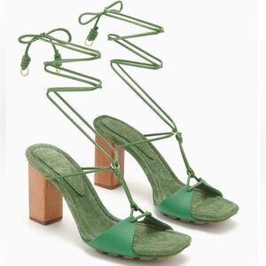 ULLA JOHNSON NICOLETTE LACE UP HIGH HEEL - GREEN Size 8